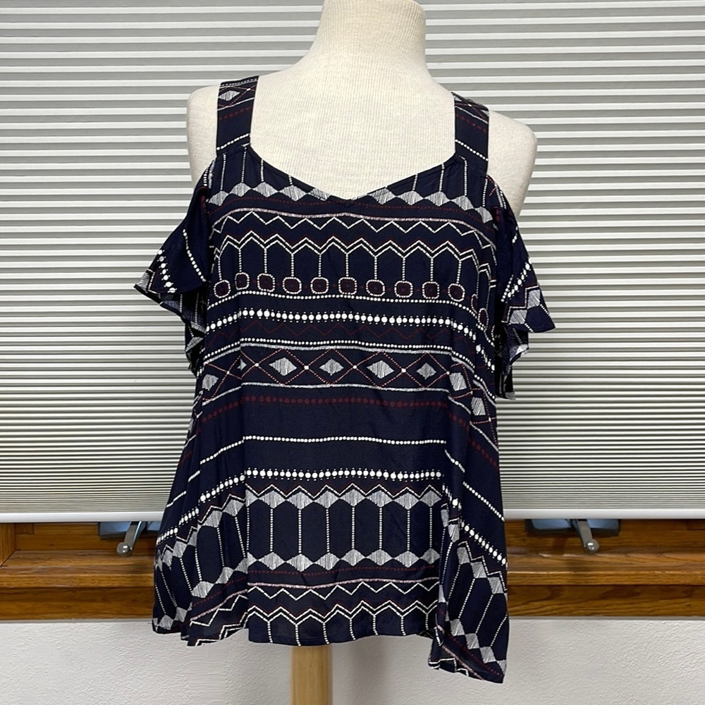 Evereve Sanctuary NWT Zulu Blue Bare Cold Shoulder Top Size Small